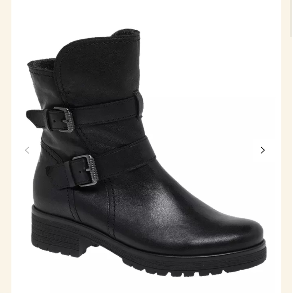 Gabor Black Leather Combat Moto Boots
